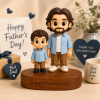 Custom 3D Figure from Photo with Engraved Wooden Base Personalized Message Solid Wood Stand Unique Father’s Day Gift for Dad