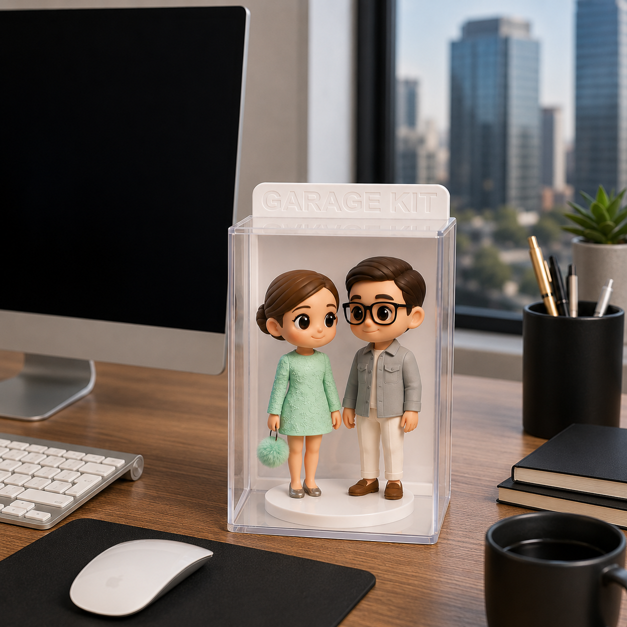 Custom 3D Figure from Photo with Display Case Personalized Character Card Unique Gift for Couples & Lovers