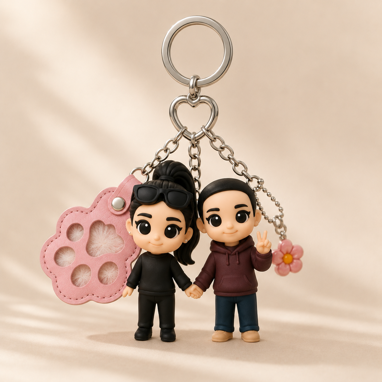 Custom 3D Keychain Figure from Your Photo Pet Fur Keepsake Pendant Small Metal Leather Keychain, Creative Bag Charm, Adorable Gift