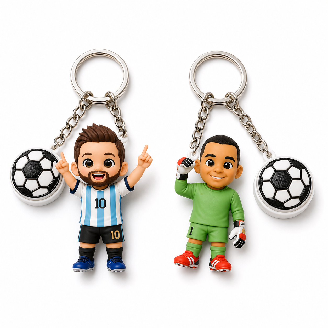 Personalized 3D Keychain Figure from Photo Custom 3D Keychain with Football Fidget Accessory Perfect Unique Gift for Sports Lovers