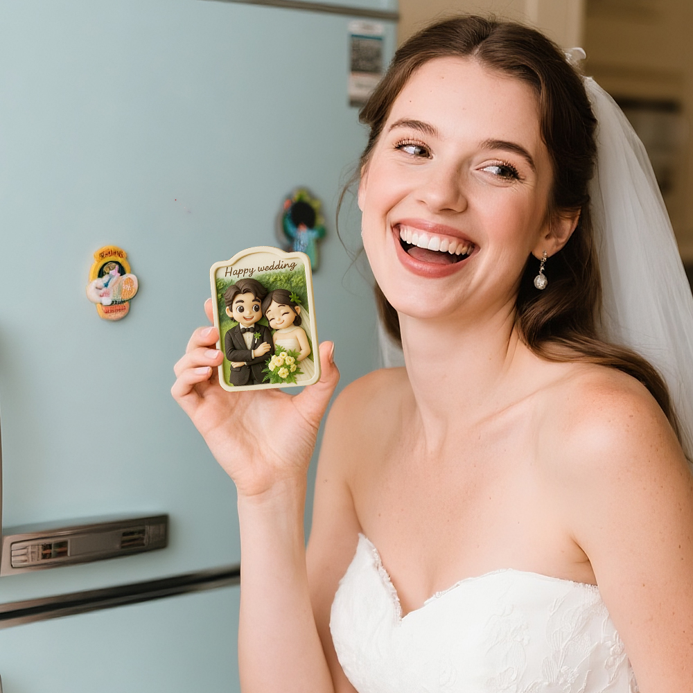 Custom Couple Cartoon Fridge Magnet from Photo Personalized 3D Mini Character Gift for Boyfriend or Girlfriend