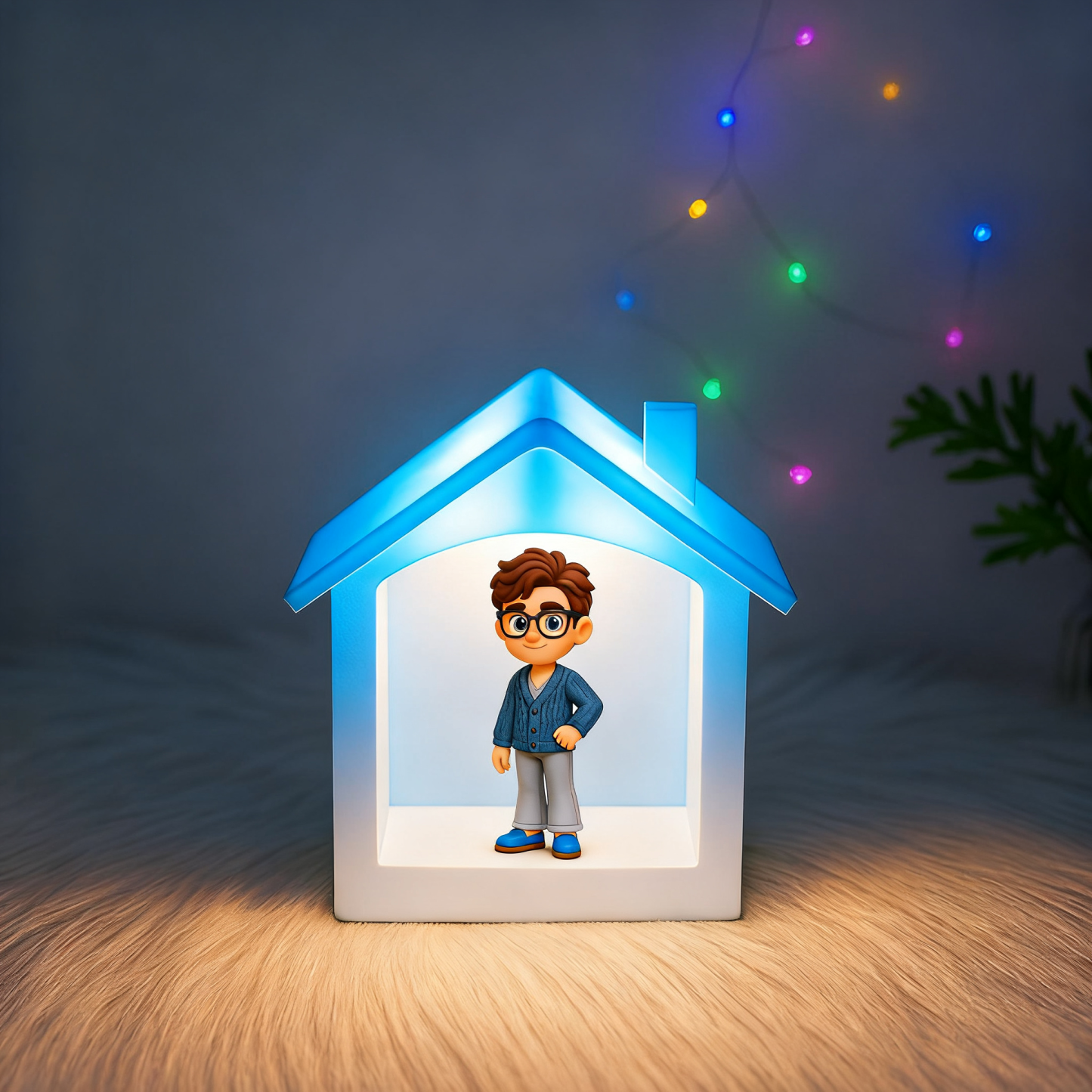 Custom Couple 3D Figurine Night Light Cute House-Shaped Warm Glow Lamp for Home Decor & Gifts