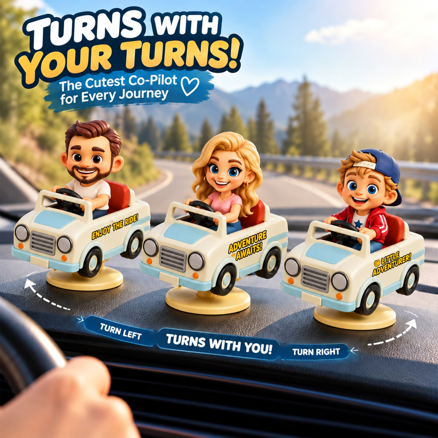 Custom Cartoon 3D Car Dashboard Figurine – Personalized Mini Character Car Decor, Cute 3D Car Interior Accessory & Gift