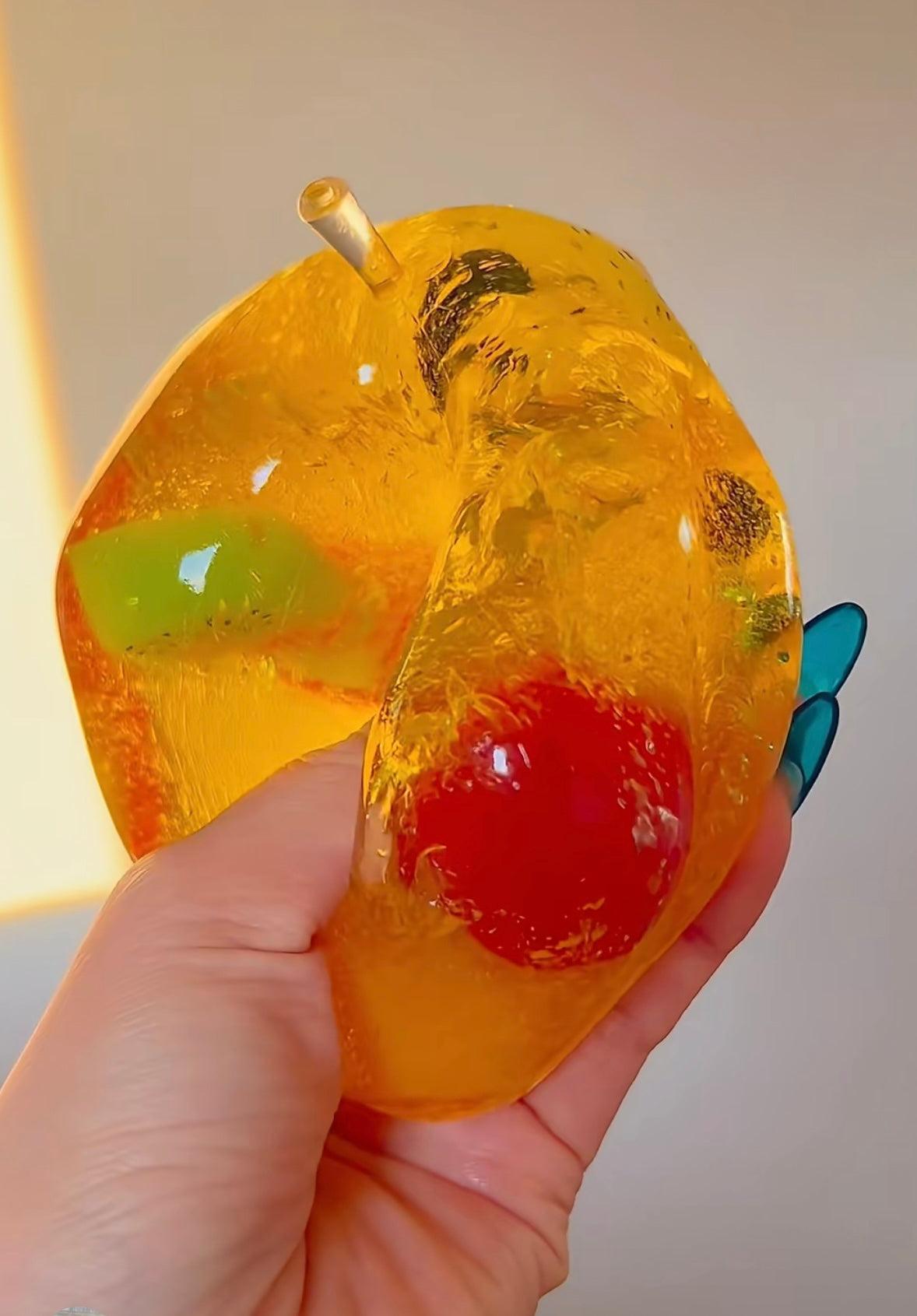 Realistic Fruit Jelly Banana Squishy Toy | Transparent Fruit Filled Stress Relief Fidget Toy for Kids & Adults