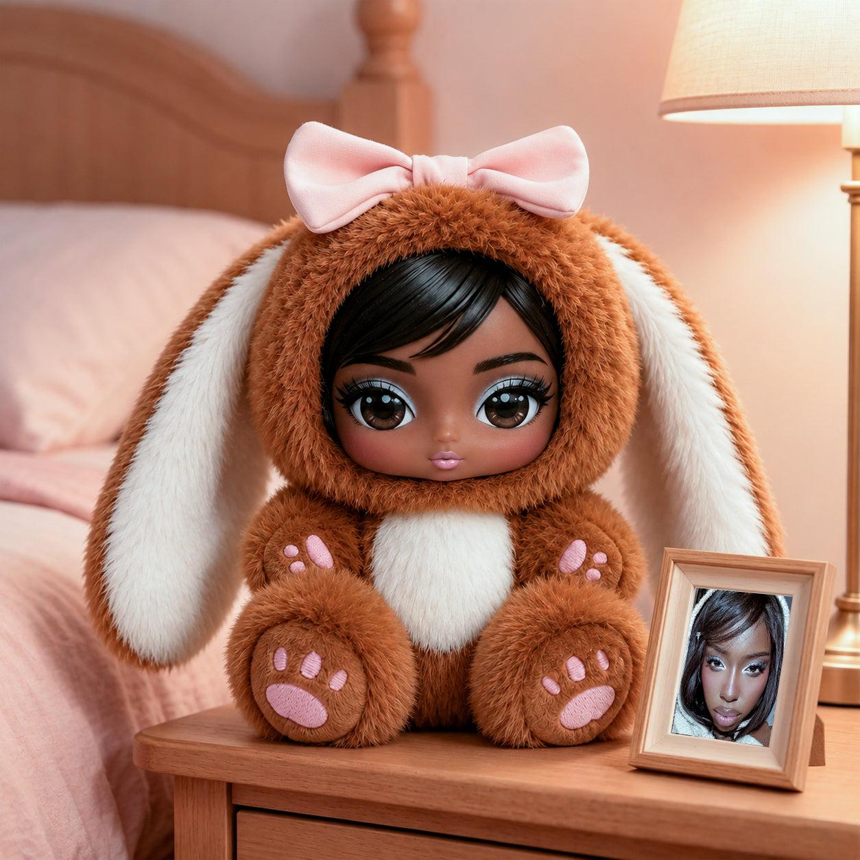 Custom Face Plush Doll From Photo - Interchangeable Resin Face