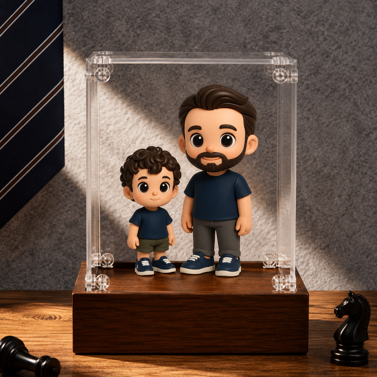 Custom 3D Figure from Photo with Acrylic Display Case Personalized Father’s Day Gift for Dad