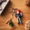 Personalized 3D Keychain from Photo with Crystal Christmas Tree Pendant Custom Cartoon Mini Figure Doll Unique Keyring & Creative Gift with Pearl Style ​​Accessory