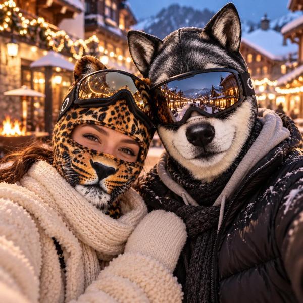 Funny Cat and Dog Winter Ski Gifts - Ski Mask With Ears