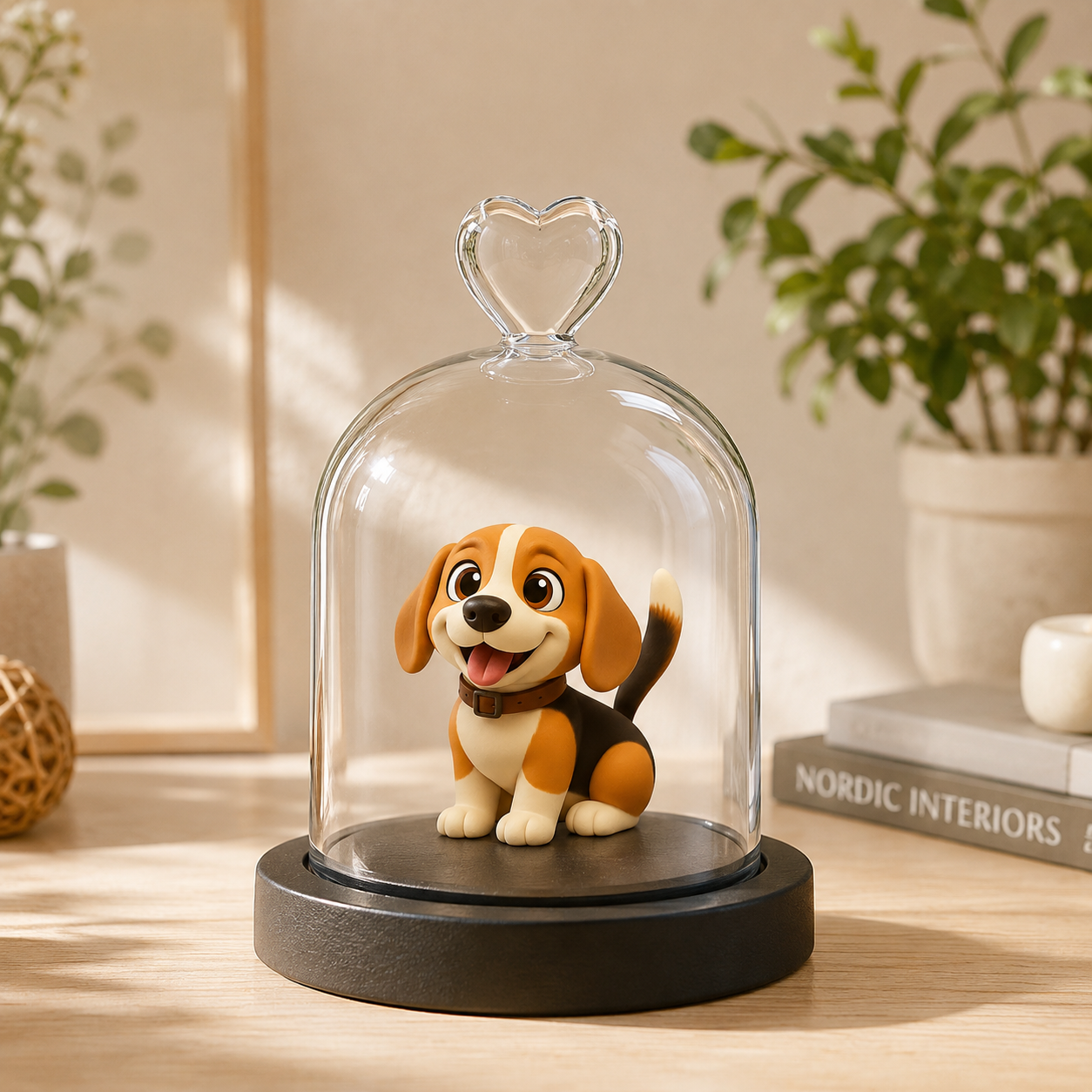 Custom 3D Figure From Your Photo with Heart Glass Dome Personalized Romantic Keepsake Gift for Anniversary Wedding