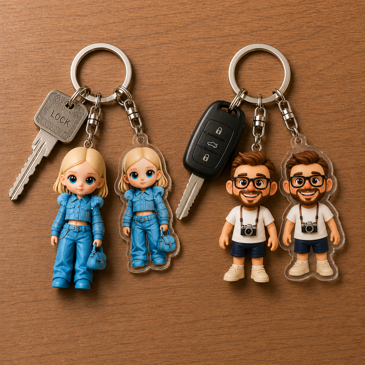 Custom 3D Keychain Figure from Photo with Acrylic Accessories Personalized Cute Gift for Family Couples & Pets Unique Gift for Couples Birthday Anniversary