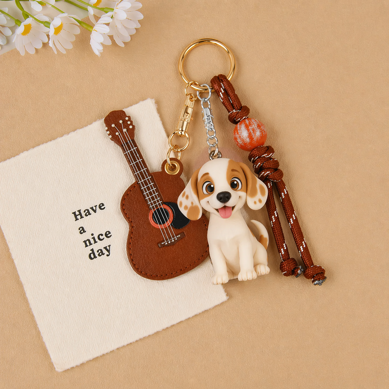 Custom 3D Keychain Figure from Photo Personalized Mini Figure Guitar Theme Gift for Him Birthday Anniversary Gift