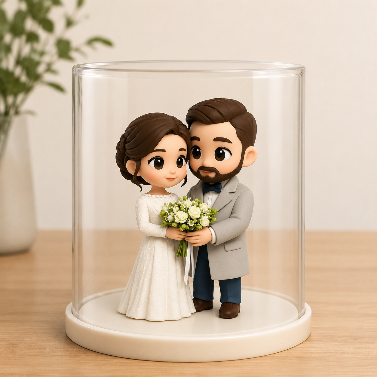 Custom 3D Figure from Your Photo with Clear Acrylic Display Case Personalized Unique Gift for Birthday, Anniversary