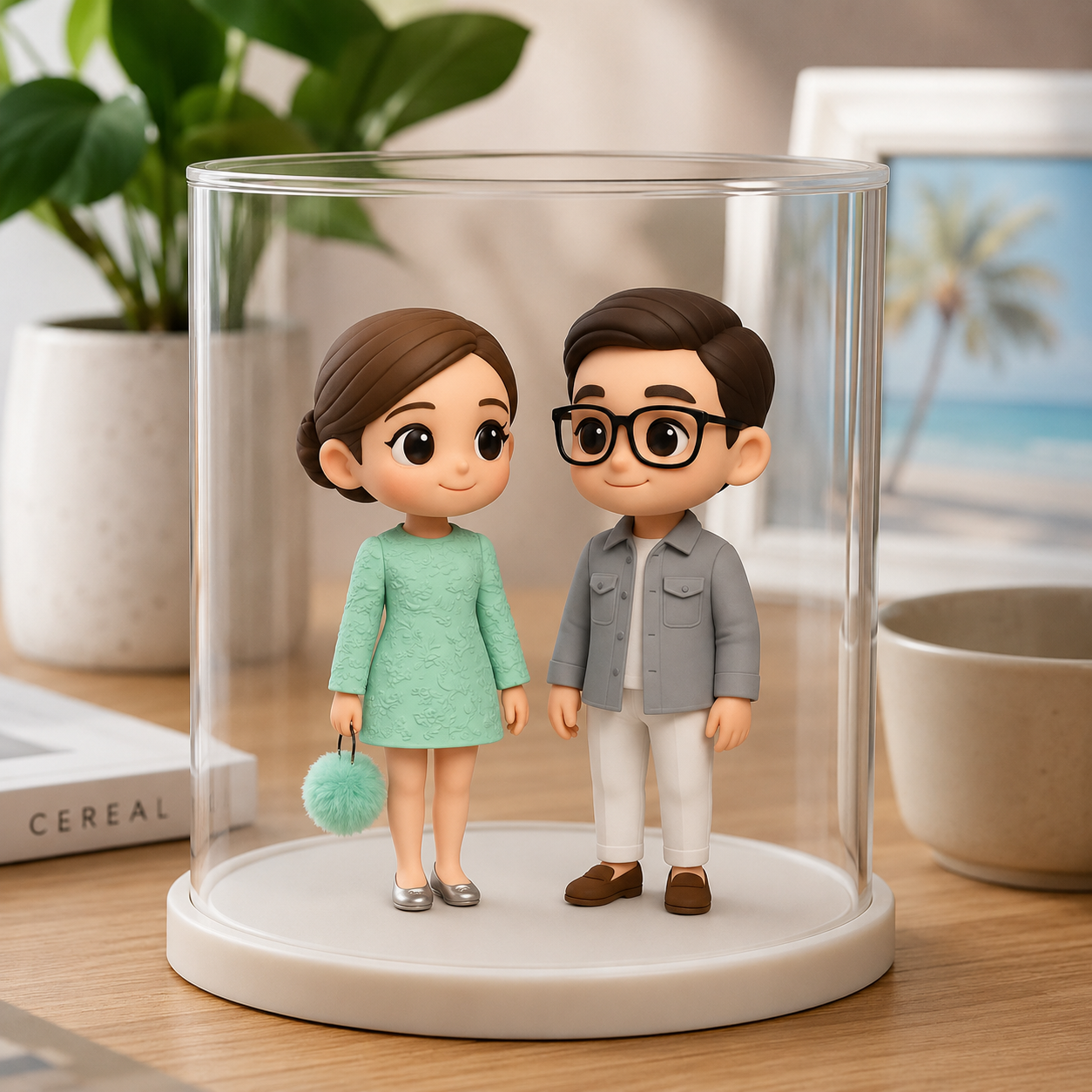 Custom 3D Figure from Your Photo with Clear Acrylic Display Case Personalized Unique Gift for Birthday, Anniversary