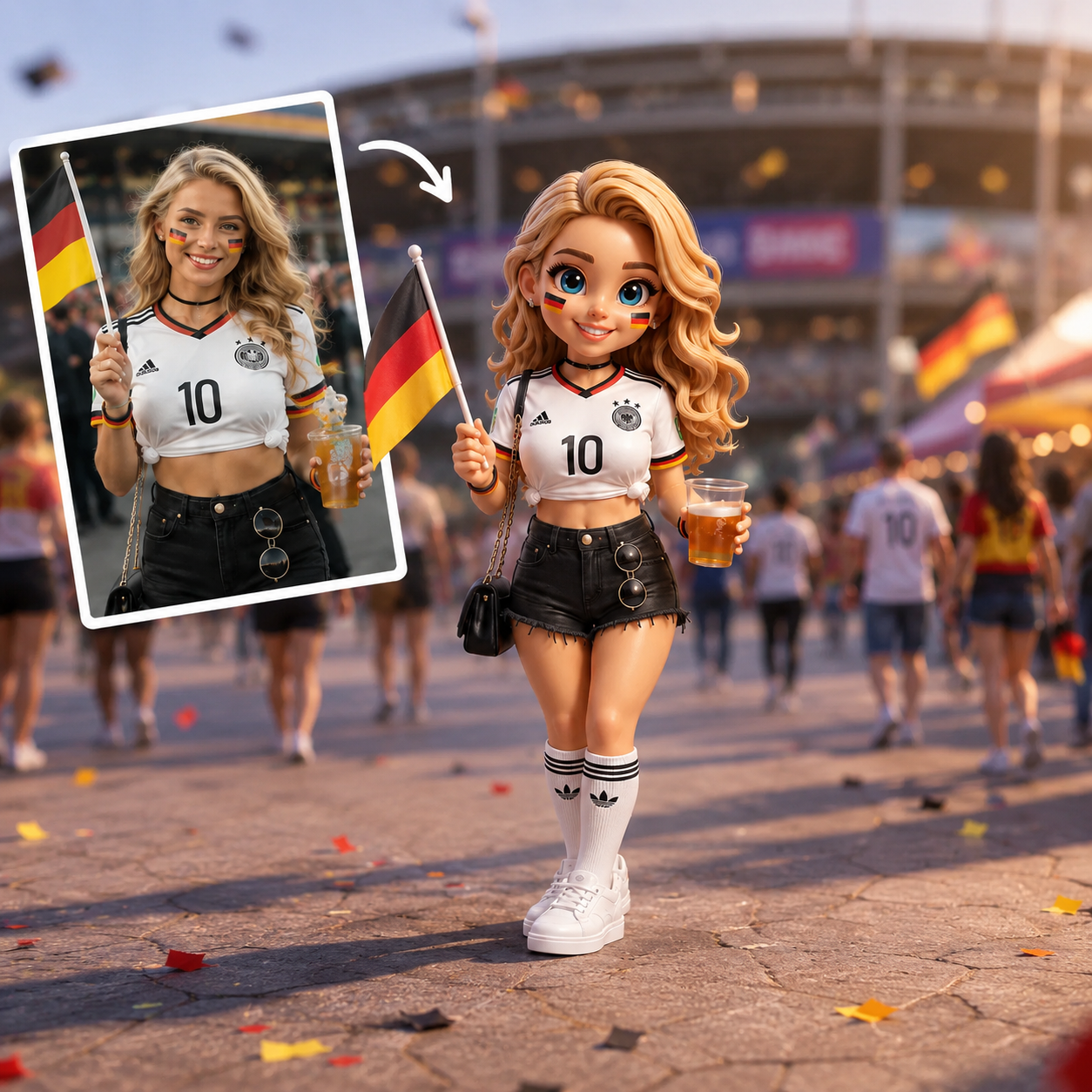 Custom Soccer Fan Figurine from Photo Unique Football Lover Gift for Her