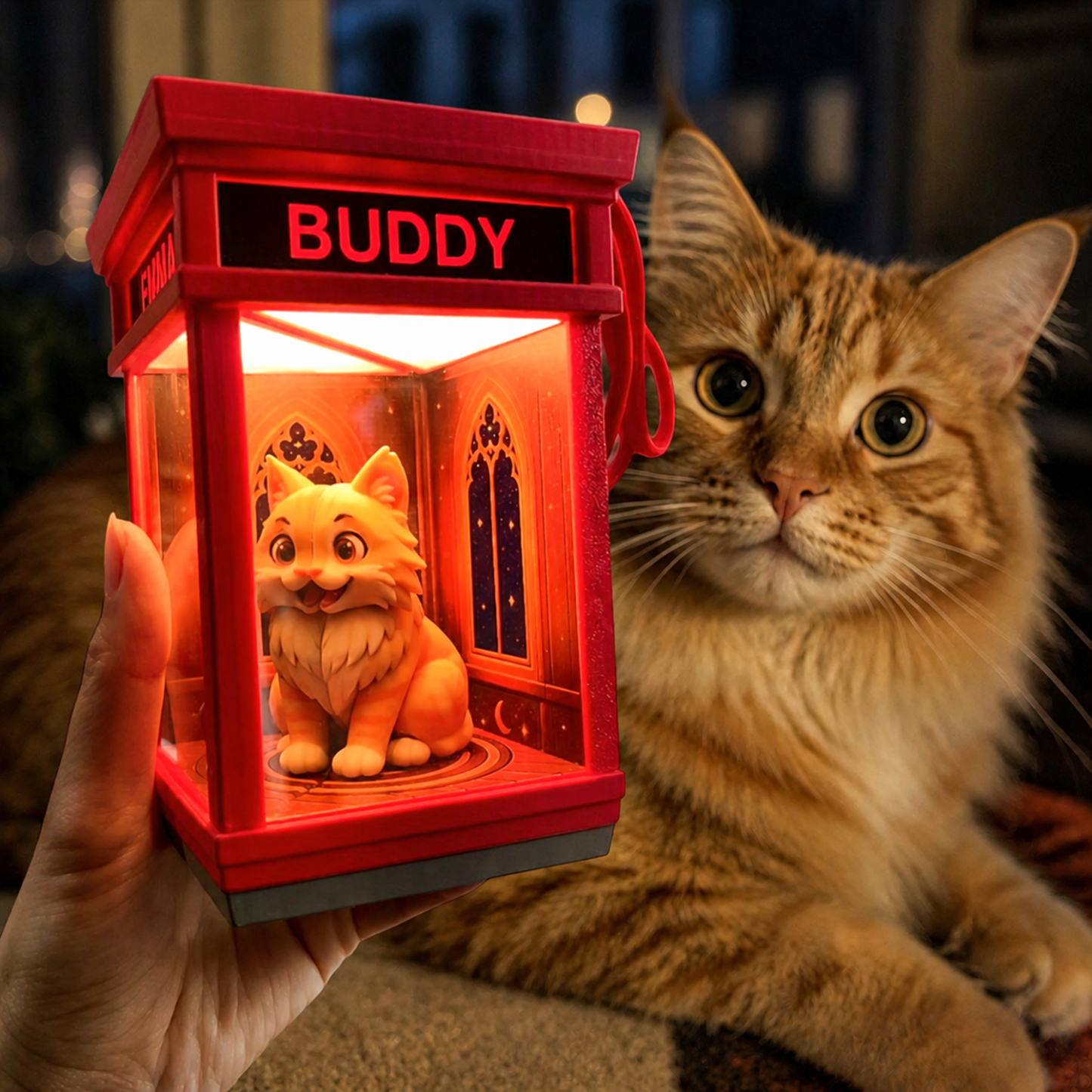 Custom Couple Photo Phone Booth Lantern – Personalized Double-Sided Gift for Couples & Christmas