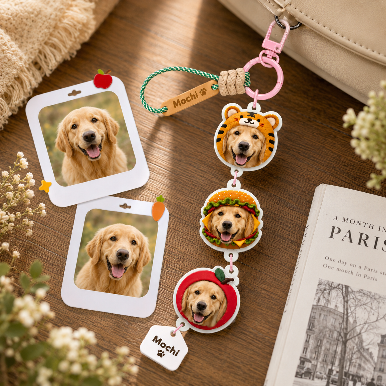 Custom Pet 3D Layered Charm Keychain – Personalized Cat & Dog Photo Gift