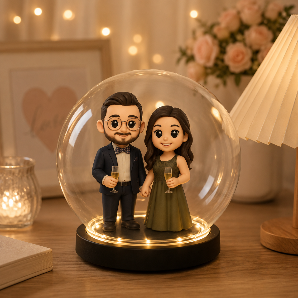 Custom 3D Figure Night Light from Photo Personalized Unique Gift for Couples Birthday Anniversary Home Bedroom Decor and Special Celebrations