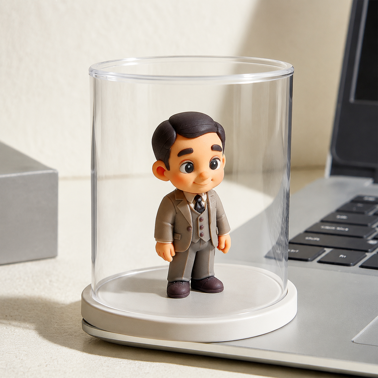 Custom 3D Figure from Your Photo with Clear Acrylic Display Case Personalized Unique Gift for Birthday, Anniversary