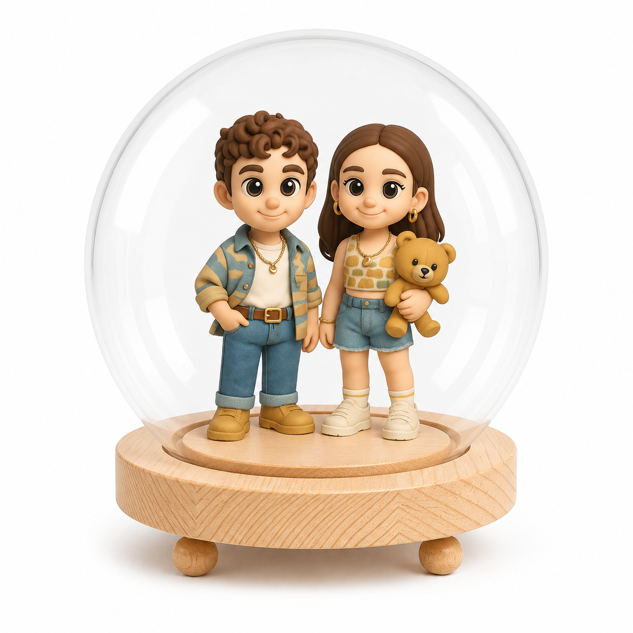 Custom 3D Figure Night Light from Photo with Engraved Base & Glass Dome Personalized Romantic Lamp Gift for Couples Unique Gift for Boyfriend Girlfriend