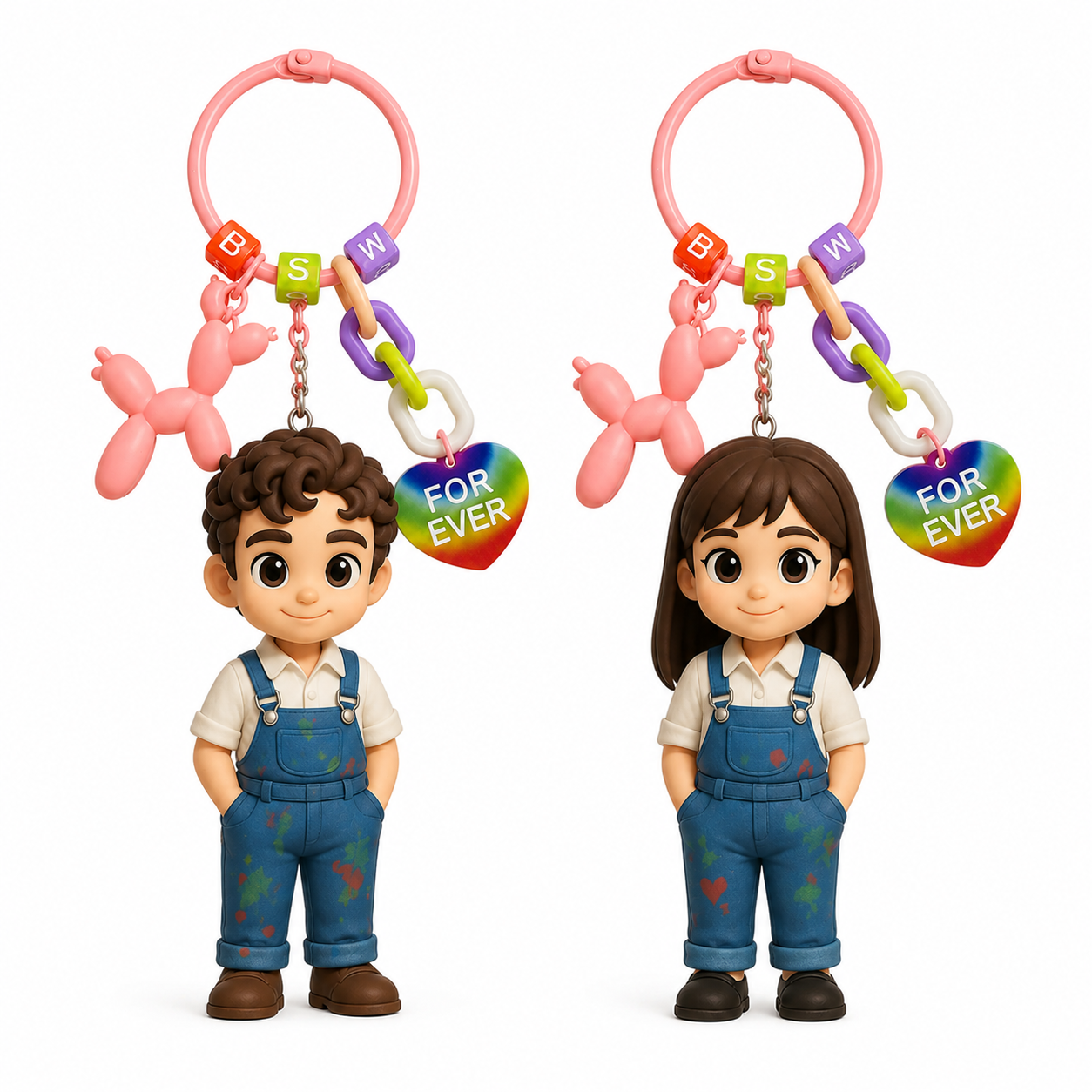Custom 3D Keychain Figure from Photo with Balloon Dog Bag Charm Personalized 3D Balloon Dog Keychain for her Unique Cute Gift for Birthday Anniversary