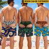 Custom Funny Men Swim Trunks Novelty Optical Illusion Swim Shorts Funny Novelty Party Board Shorts Gift for Husband Boyfriend - namenecklace