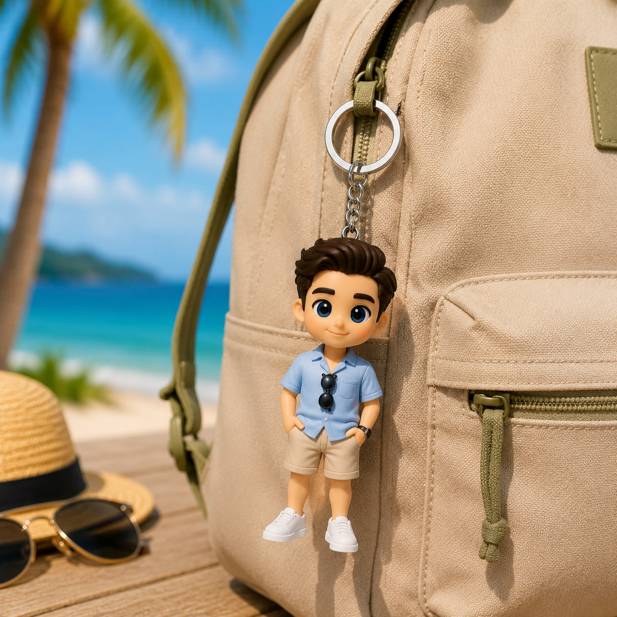 Custom 3D Keychain Figure from Your Photo Personalized Travel Memory Gift for Couples, Family & Loved Ones, Vacation Keepsake