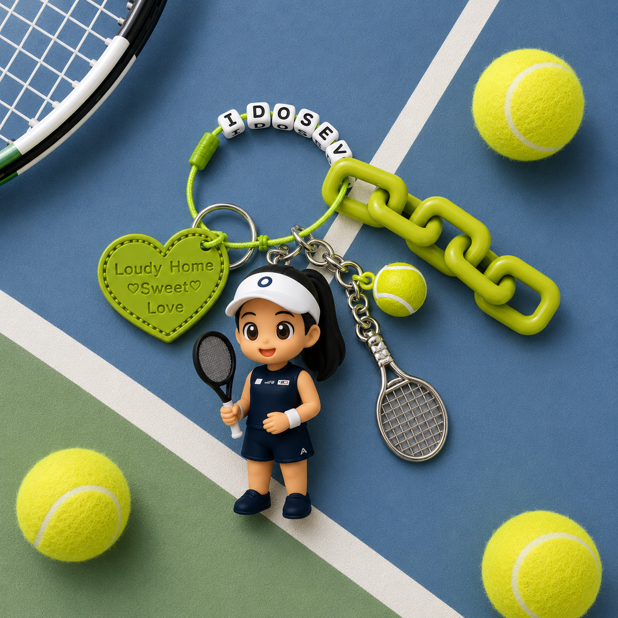 Custom Tennis 3D Keychain Figure From Photo Personalized 3D Chibi keychain Figure Gift for Tennis Lovers