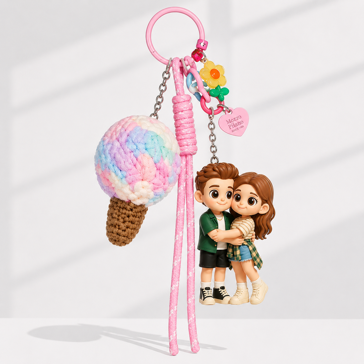 Custom 3D Keychain Figure from Photo with Colorful Ice Cream Charm Personalized Mini Doll Gift for Her Cute Gift for Girlfriend