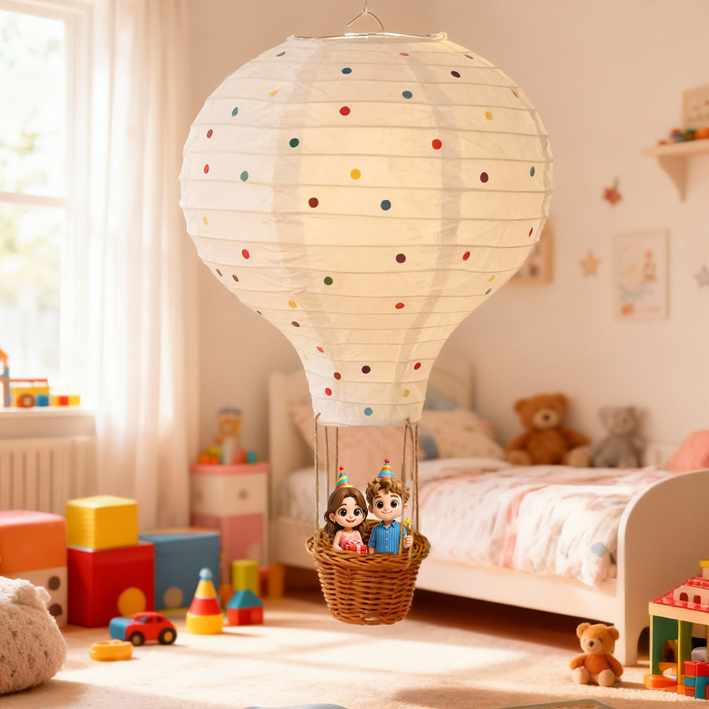 Custom 3D Figure Hot Air Balloon Night Light Personalized Gift for Birthday Christmas Anniversary and Home Decor