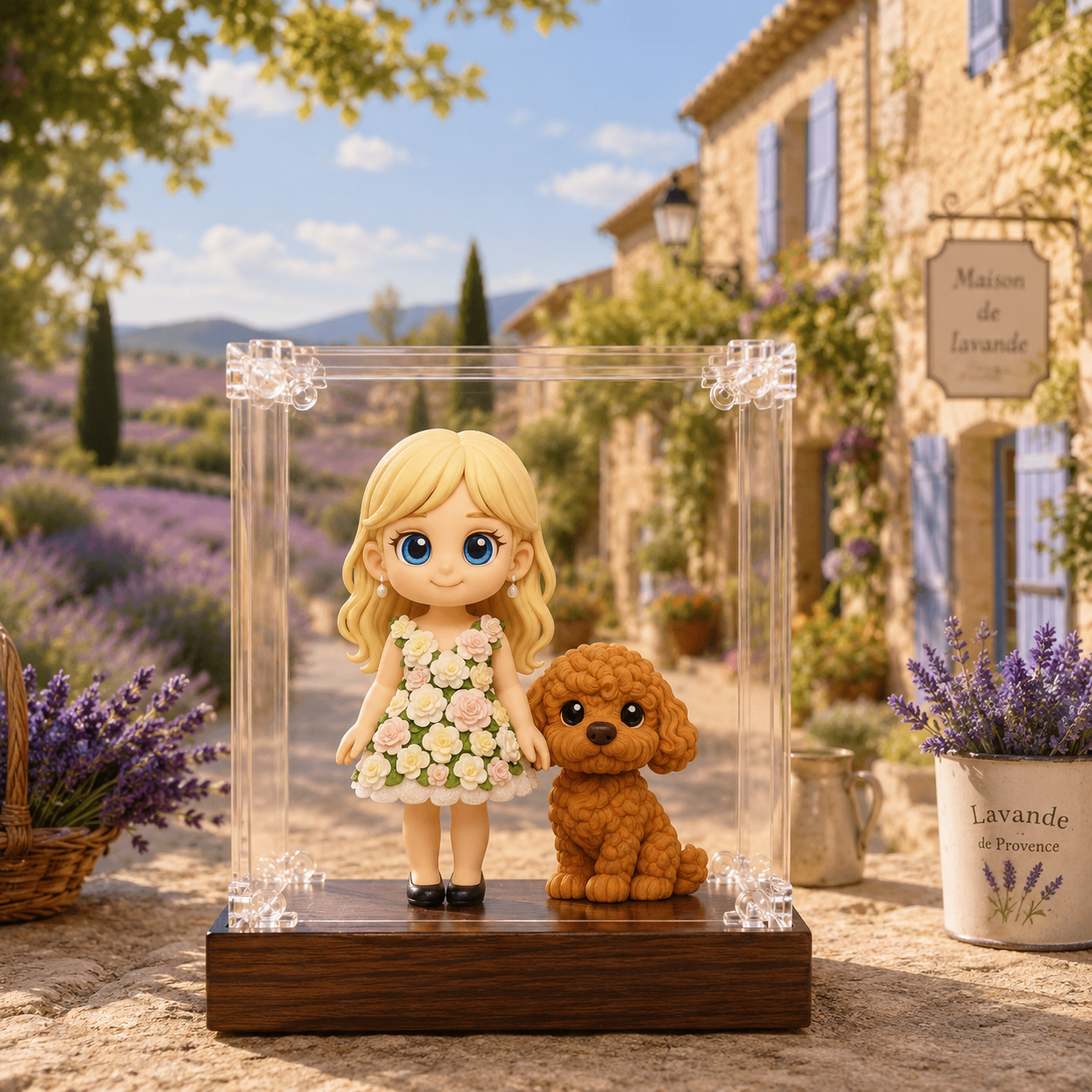Custom 3D Figure From Photo with Acrylic Wooden Display Case Personalized Unique Gift for Anniversary Wedding Birthday