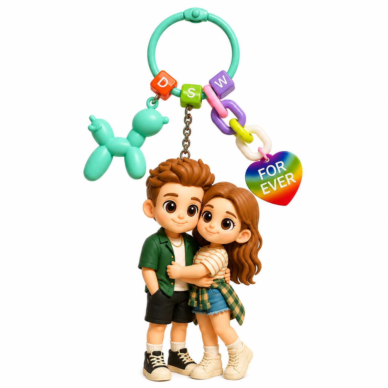Custom 3D Keychain Figure from Photo with Balloon Dog Bag Charm Personalized 3D Balloon Dog Keychain for her Unique Cute Gift for Birthday Anniversary