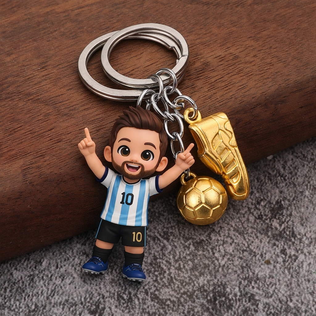  Custom 3D Figue Keychain Photo Personalized Football Fever Game Day Fan Culture Gift for Soccer Lovers