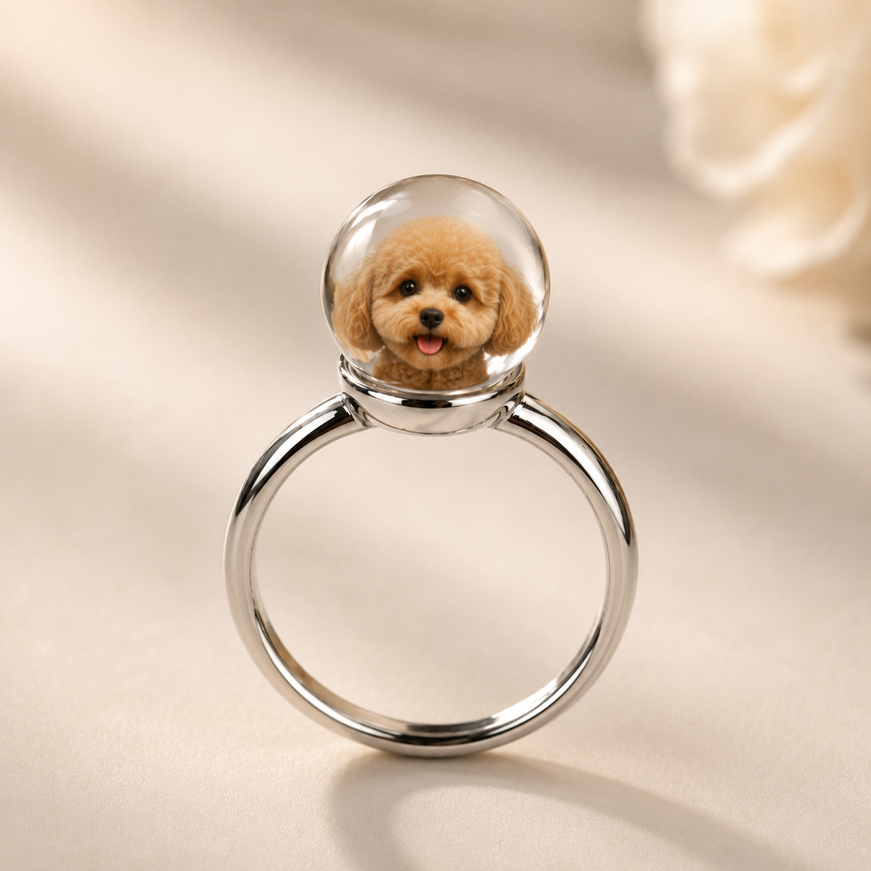 Personalized 3D Printed Pet Portrait Ring from Photo Custom Mini Pet Head Ring Gift for Pet Lovers