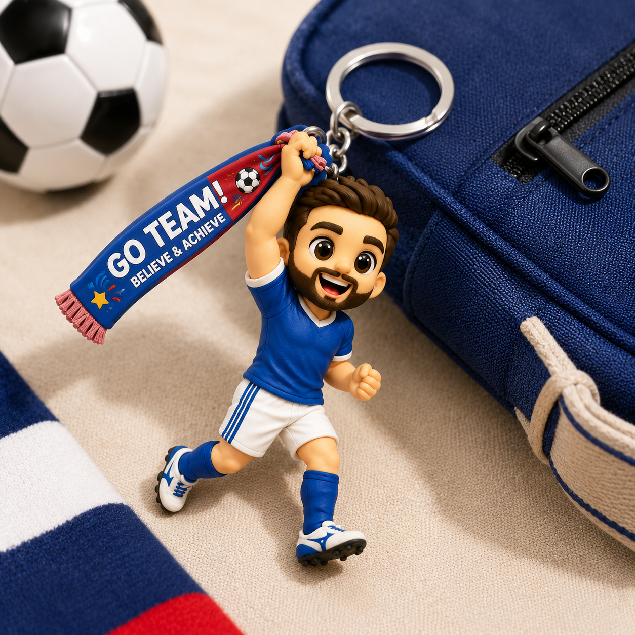 Custom Soccer Player 3D Figure Keychain from Photo Personalized Football Fan Chibi Keychain Gift for Soccer Lovers