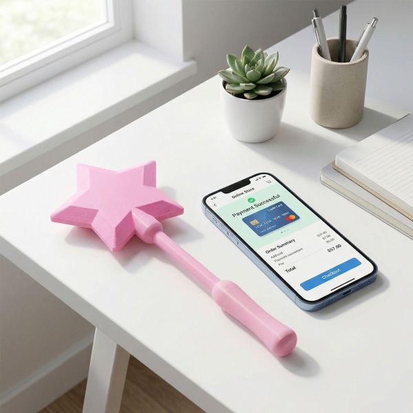 3D Printed Star Wand Tap-to-Pay NFC Holder | Contactless Payment Accessory
