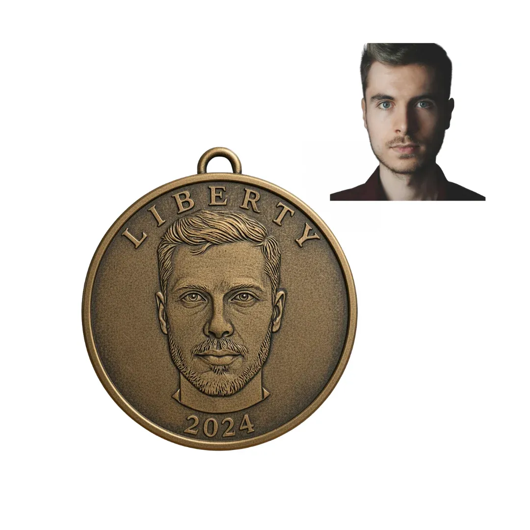 Custom 3D Portrait Coin from Photo Personalized Engraved Keepsake Gift