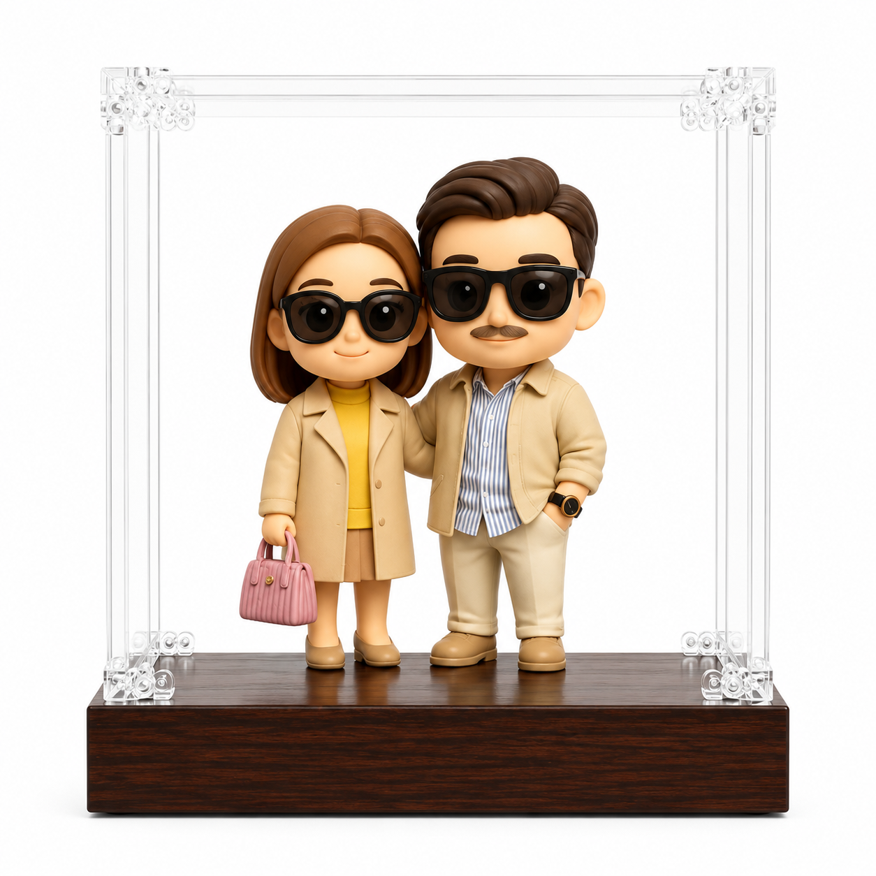 Custom 3D Figure From Photo with Acrylic Wooden Display Case Personalized Unique Gift for Anniversary Wedding Birthday