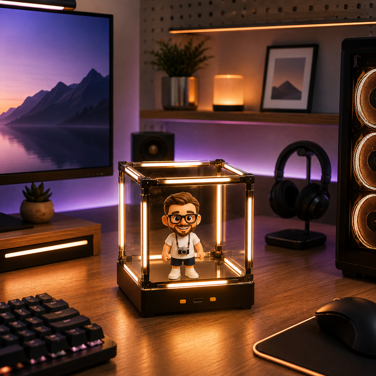 Custom 3D Figure From Photo with Deep Abyss Night Light Personalized Romantic Gift for Anniversary Wedding Birthday