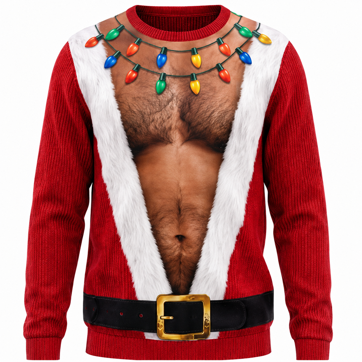 Men's Crewneck Sweatshirt Hairy Chest 3D Graphic Printed Funny Pullover Long Sleeve Shirt for Christmas
