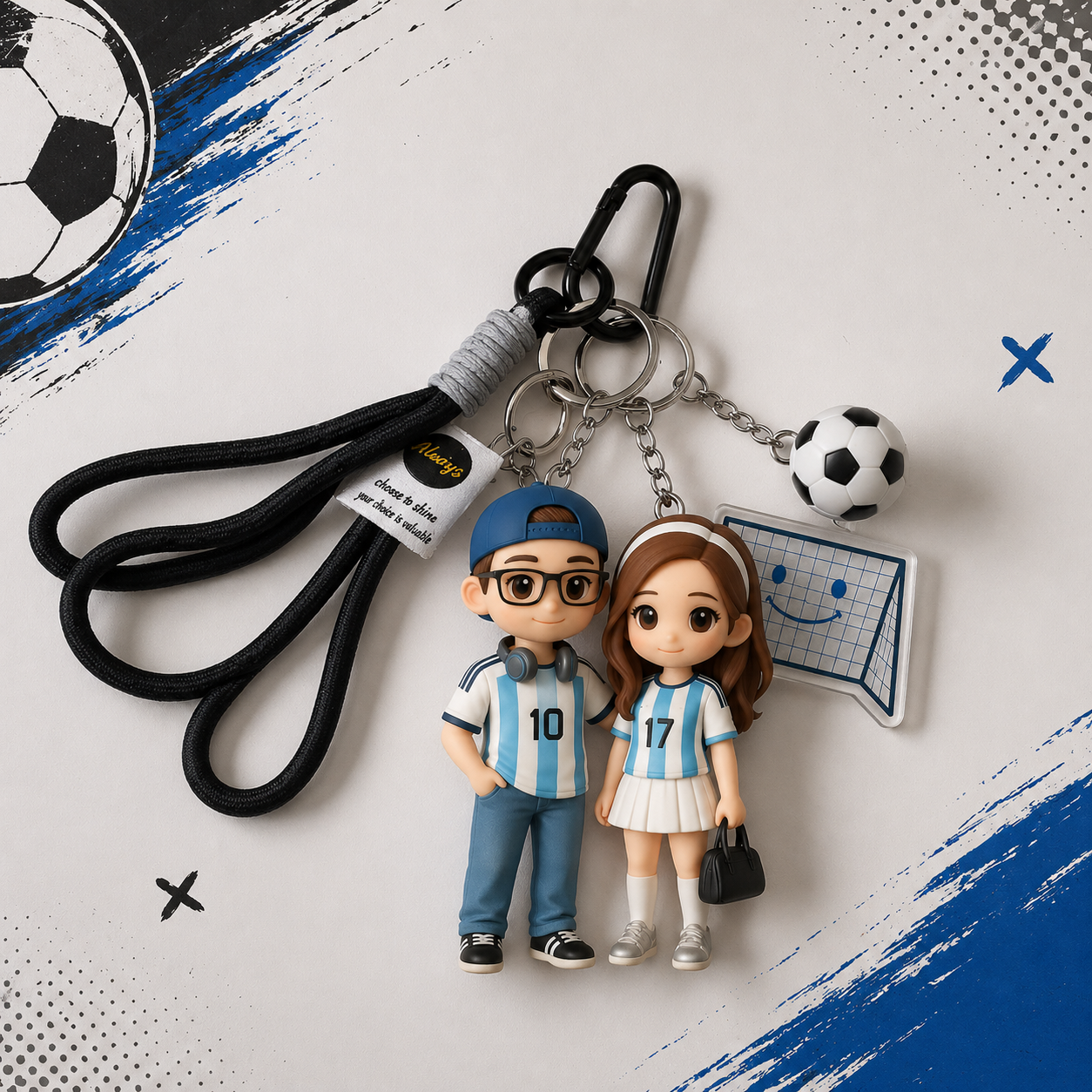Custom 3D Keychain Figure from Photo Personalized Football Fever Game Day Fan Culture Gift for Soccer Lovers
