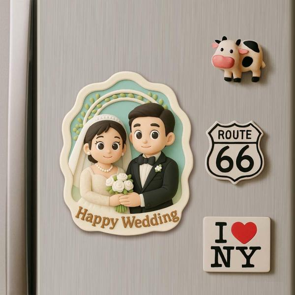 Cute Couple 3D Cartoon Magnet Custom Photo Gift for Him and Her Fun Personalized Fridge Decor