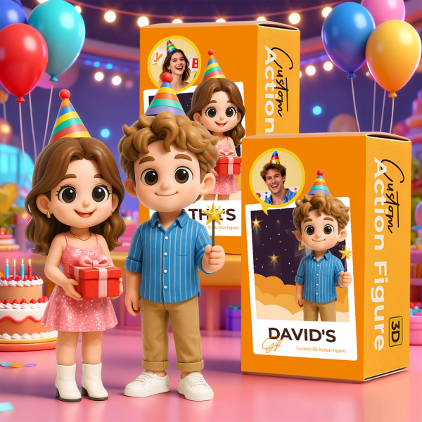 Custom 3D Figurine Birthday Party Decor Personalized Child  Photo Cake Topper For Kids Celebration