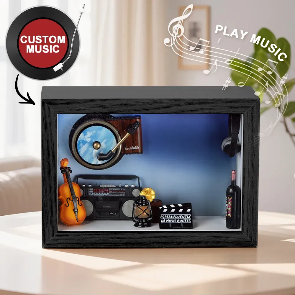 Custom Photo 3D Action Figure Music Box Personalized Music Player Gift for Her