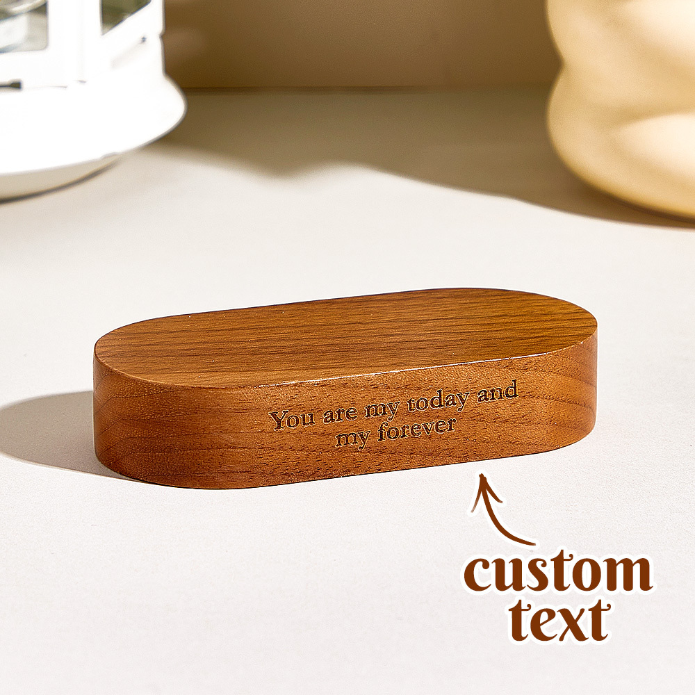 Custom Engraved Wooden Base for Figure with Name or Message