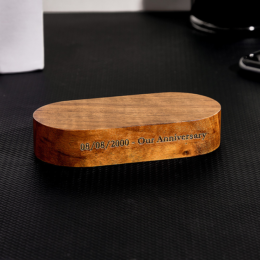 Custom Engraved Wooden Base for Figure with Name or Message