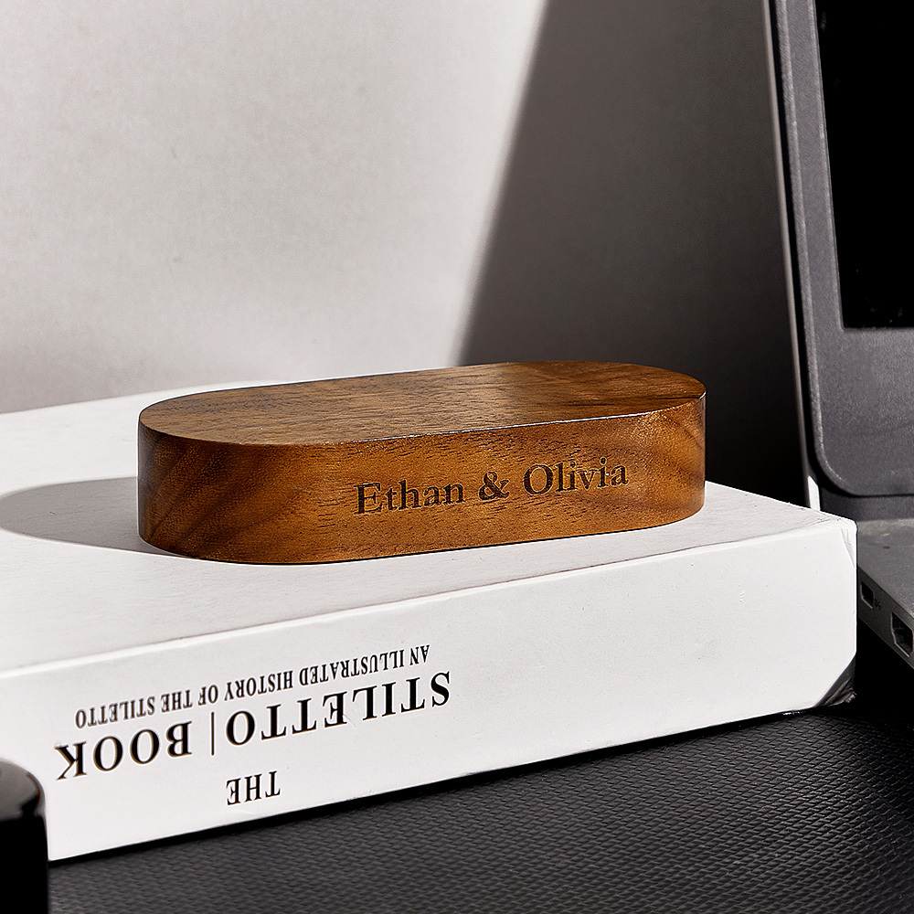 Custom Engraved Wooden Base for Figure with Name or Message