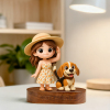 Custom 3D Figurine Engraved Wooden Base Personalized Solid Wood Stand for Home Decor & Anniversary Keepsake Gift