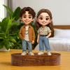 Custom 3D Figurine Engraved Wooden Base Personalized Solid Wood Stand for Home Decor & Anniversary Keepsake Gift
