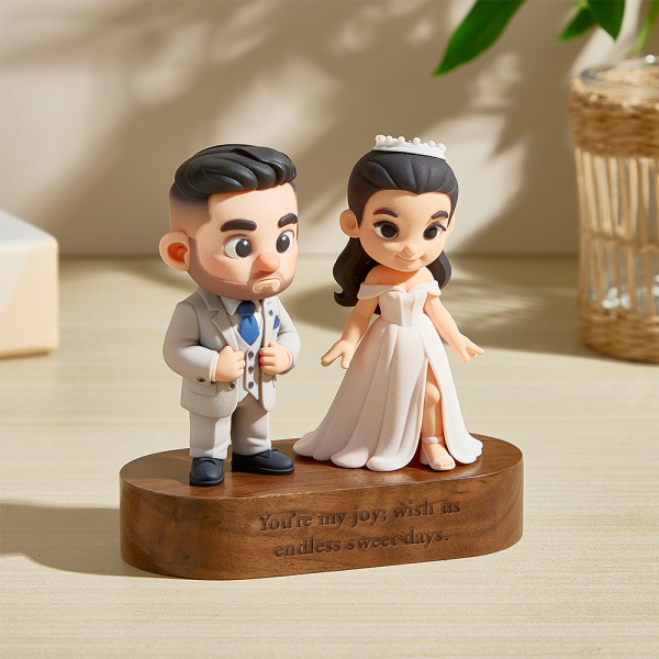 Custom 3D Figurine Engraved Wooden Base Personalized Solid Wood Stand for Home Decor & Anniversary Keepsake Gift