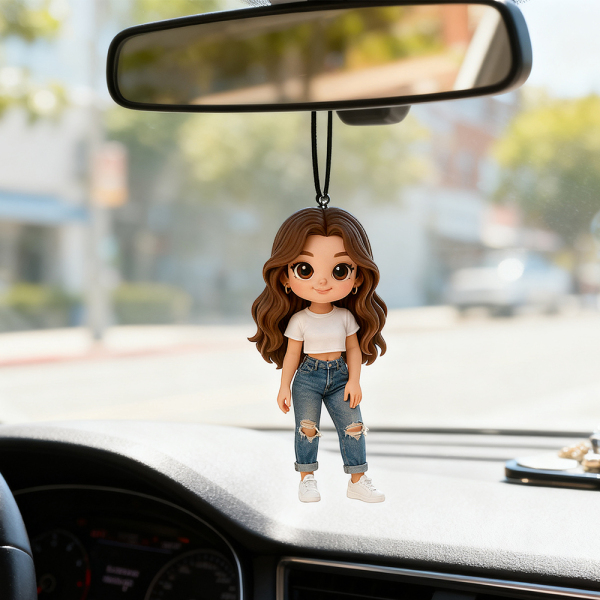 Custom 3D Photo Car Hanging Ornament Personalized Mini Character Car Decoration Handcrafted Car Accessory Unique Custom Gift Idea